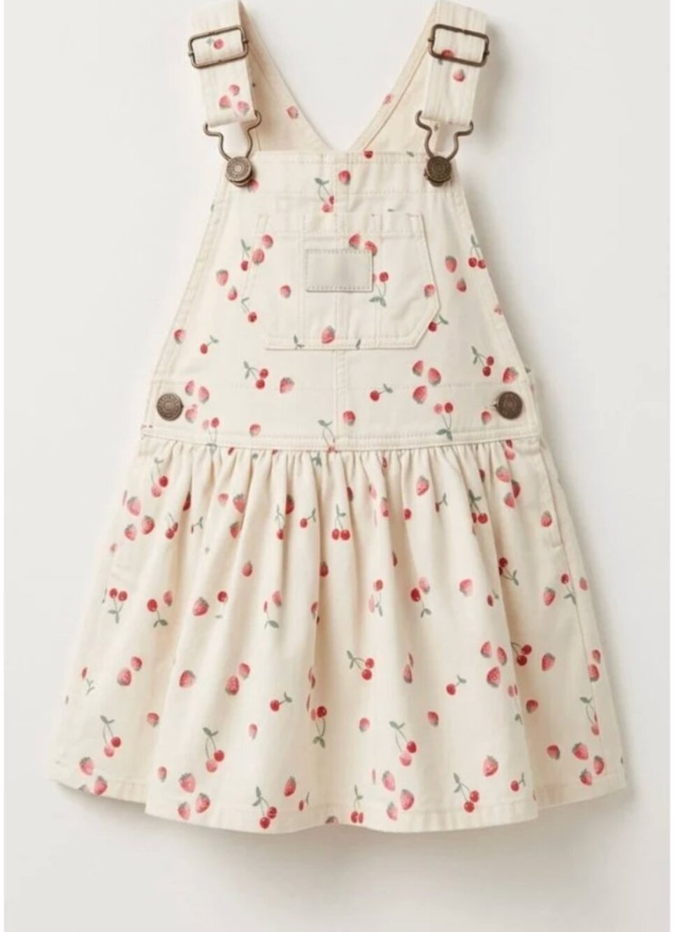 OshKosh B'gosh Vestbak Overall Dress with Strawberry and Cherry Print 3T